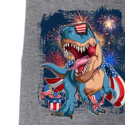 Fourth Of July USA American Flag Trex Doggie 3-End Fleece Hoodie