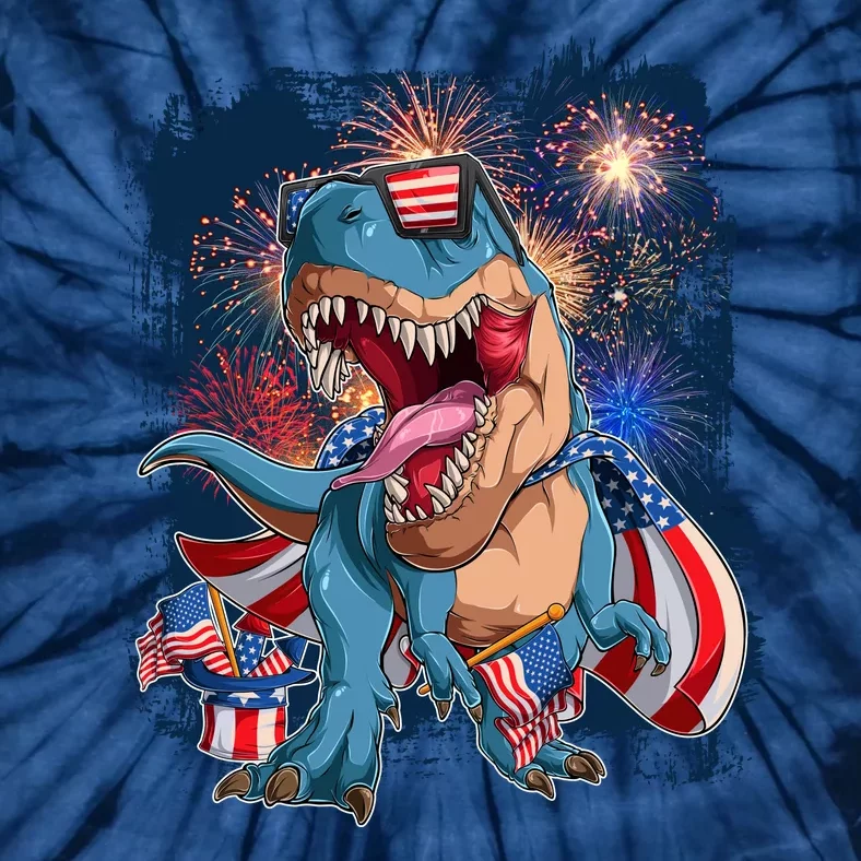 Fourth Of July USA American Flag Trex Tie-Dye T-Shirt