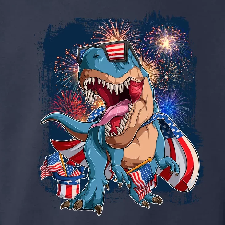 Fourth Of July USA American Flag Trex Toddler Hoodie