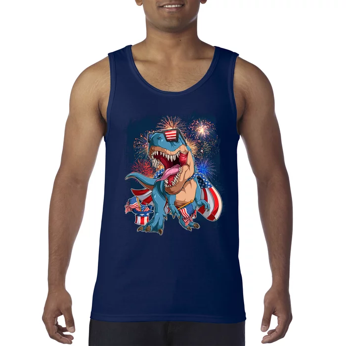 Fourth Of July USA American Flag Trex Tank Top