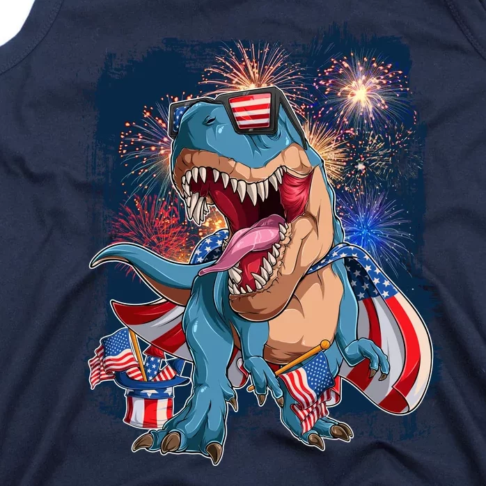 Fourth Of July USA American Flag Trex Tank Top