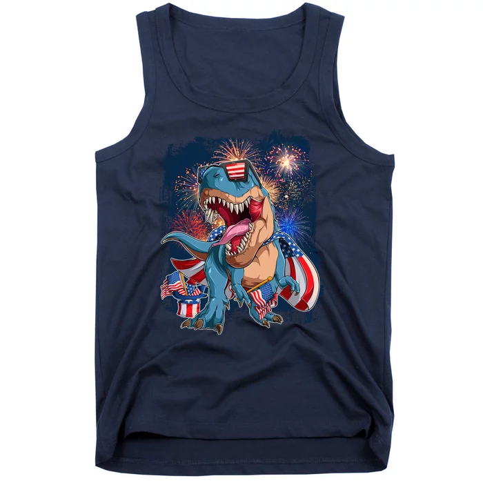 Fourth Of July USA American Flag Trex Tank Top