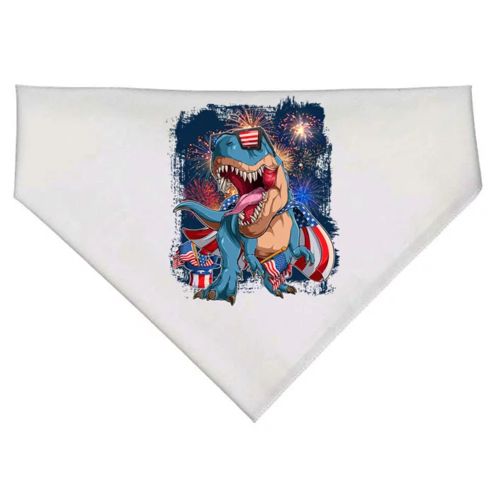 Fourth Of July USA American Flag Trex USA-Made Doggie Bandana