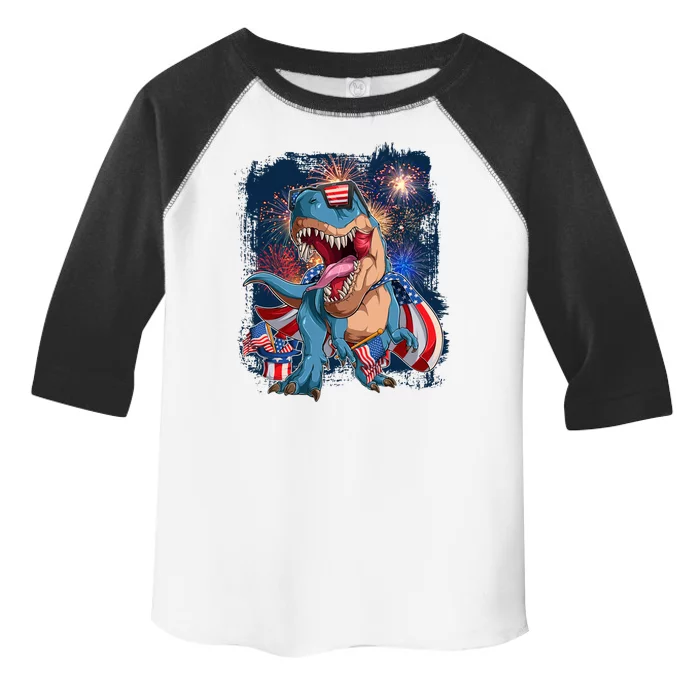 Fourth Of July USA American Flag Trex Toddler Fine Jersey T-Shirt