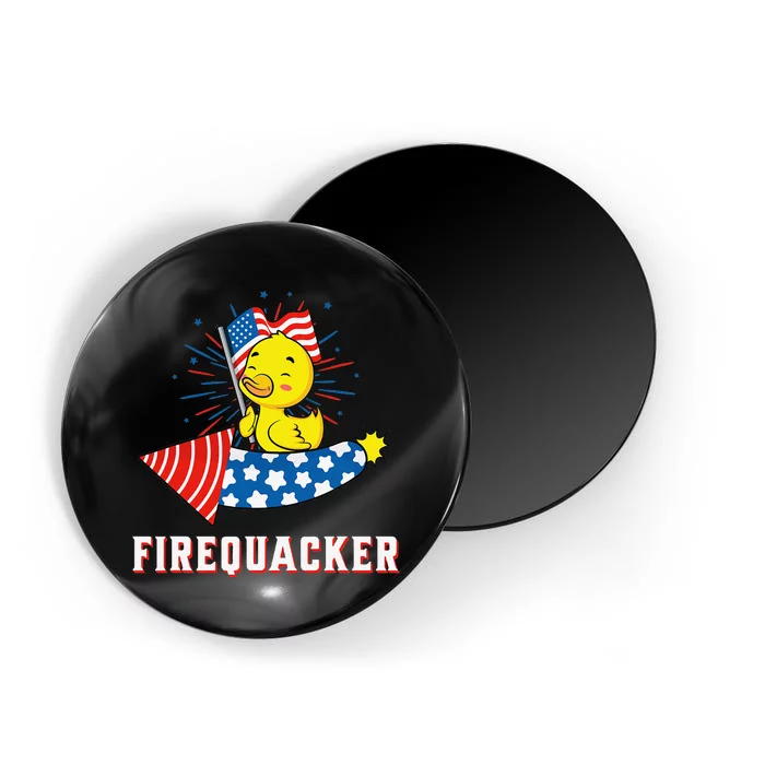 Fourth of July USA Patriotic Firecracker Rubber Duck Magnet