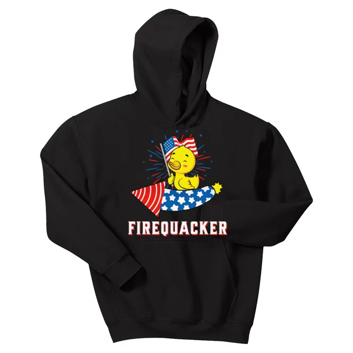 Fourth of July USA Patriotic Firecracker Rubber Duck Kids Hoodie