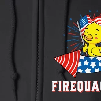 Fourth of July USA Patriotic Firecracker Rubber Duck Full Zip Hoodie