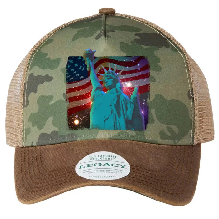 Fourth Of July Fireworks Statue Of Liberty Legacy Tie Dye Trucker Hat