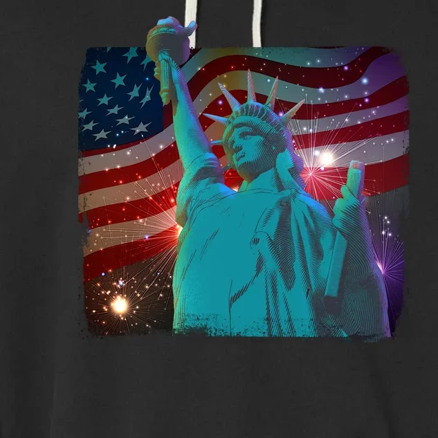 Fourth Of July Fireworks Statue Of Liberty Garment-Dyed Fleece Hoodie