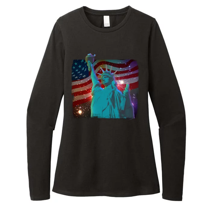 Fourth Of July Fireworks Statue Of Liberty Womens CVC Long Sleeve Shirt