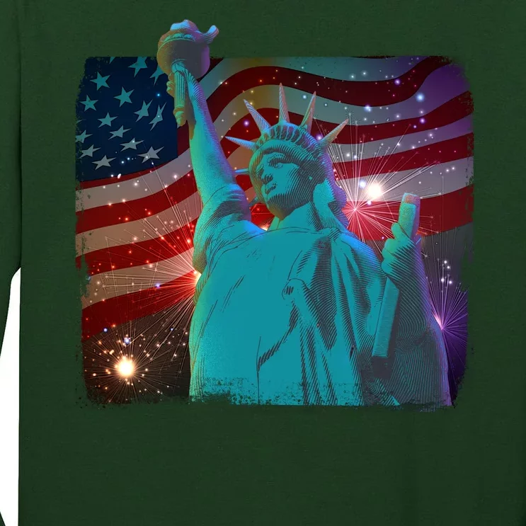 Fourth Of July Fireworks Statue Of Liberty Tall Long Sleeve T-Shirt