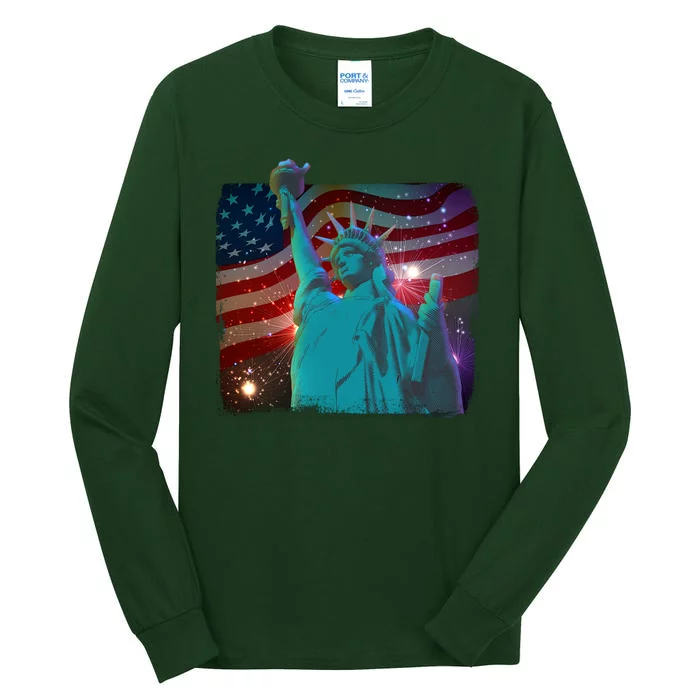 Fourth Of July Fireworks Statue Of Liberty Tall Long Sleeve T-Shirt