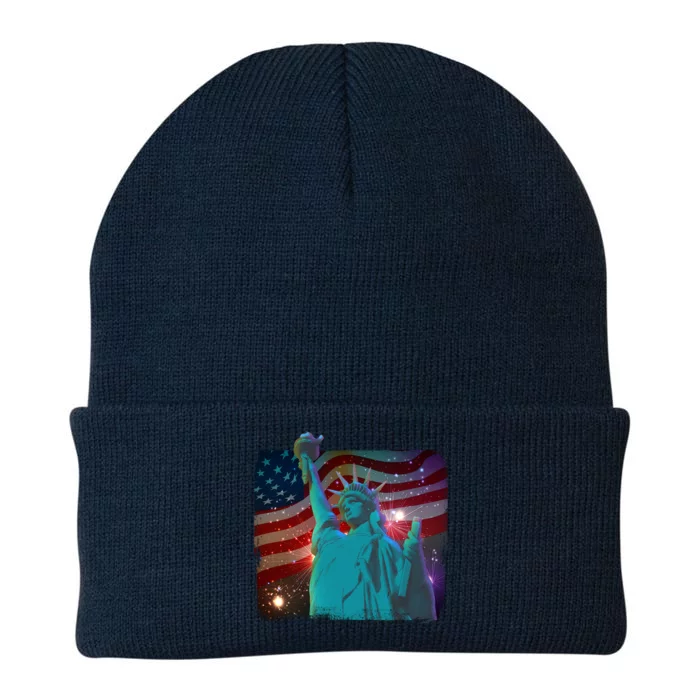 Fourth Of July Fireworks Statue Of Liberty Knit Cap Winter Beanie