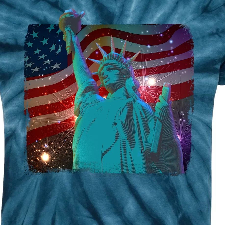 Fourth Of July Fireworks Statue Of Liberty Kids Tie-Dye T-Shirt