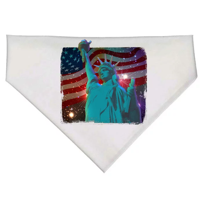 Fourth Of July Fireworks Statue Of Liberty USA-Made Doggie Bandana