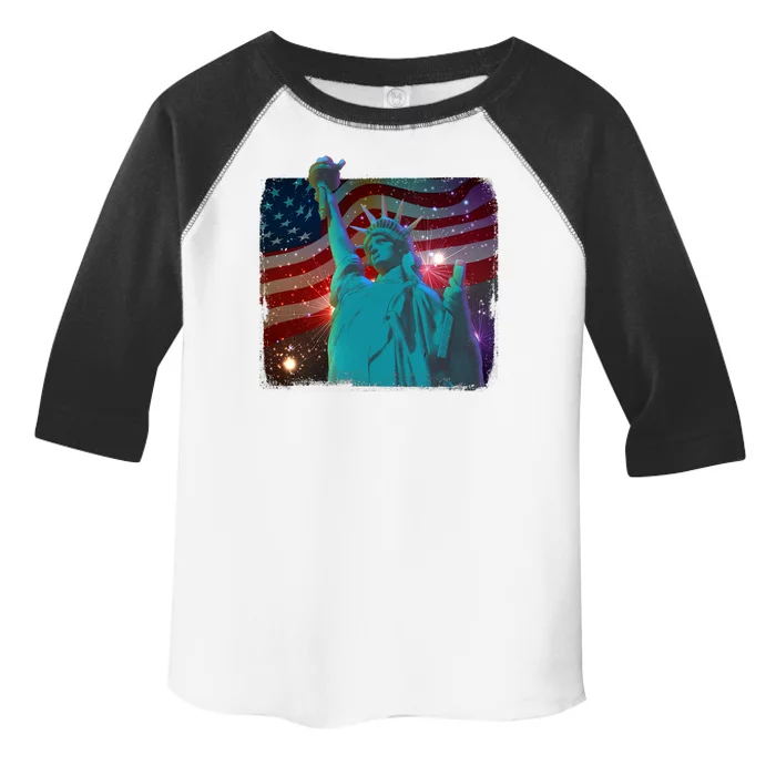 Fourth Of July Fireworks Statue Of Liberty Toddler Fine Jersey T-Shirt