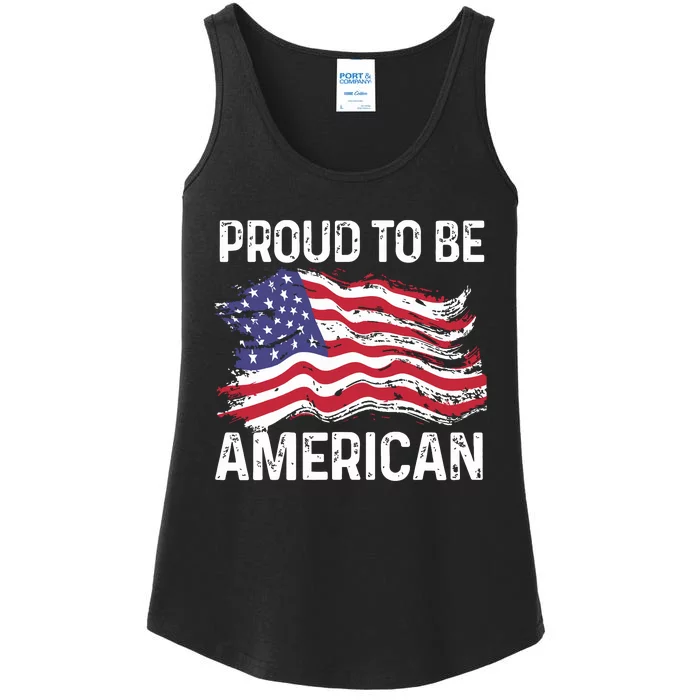 Fourth Of July Proud To Be American Usa Flag Freedom Day Ladies Essential Tank