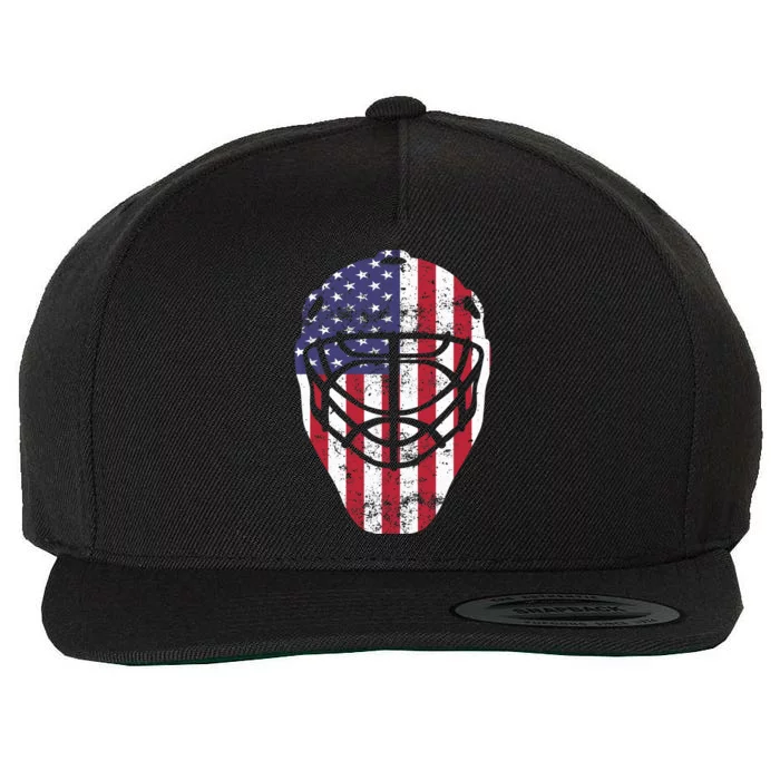 Fourth of July 4th Hockey Goalie Mask American Flag USA Wool Snapback Cap