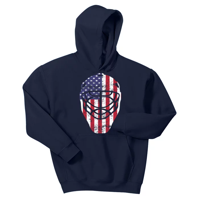 Fourth of July 4th Hockey Goalie Mask American Flag USA Kids Hoodie