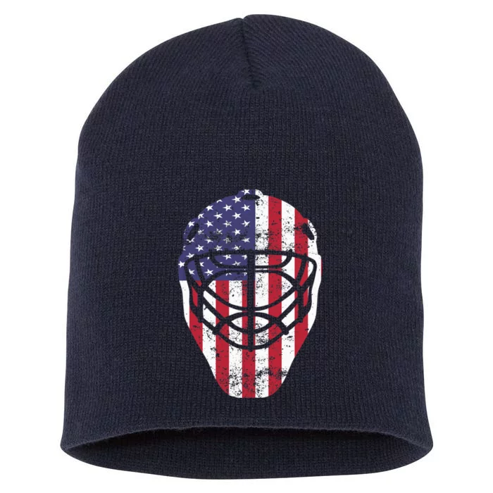 Fourth of July 4th Hockey Goalie Mask American Flag USA Short Acrylic Beanie