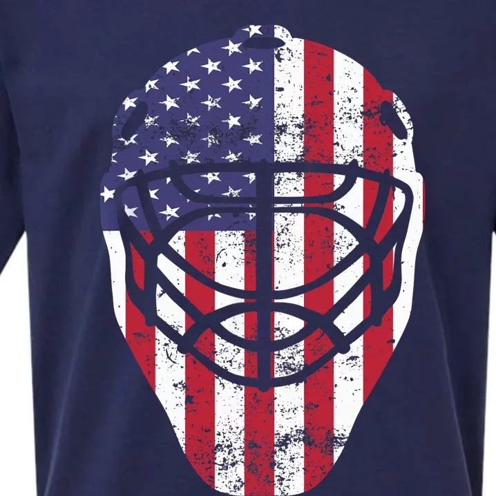 Fourth of July 4th Hockey Goalie Mask American Flag USA Sueded Cloud Jersey T-Shirt