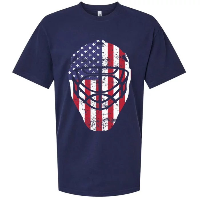 Fourth of July 4th Hockey Goalie Mask American Flag USA Sueded Cloud Jersey T-Shirt