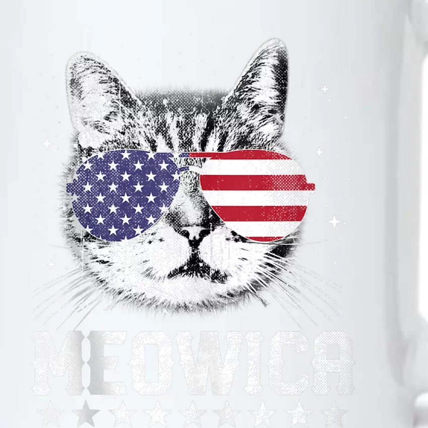 Fourth Of July 4h Usa American Flag Cat Retro Meowica Stars Ank Op Black Color Changing Mug