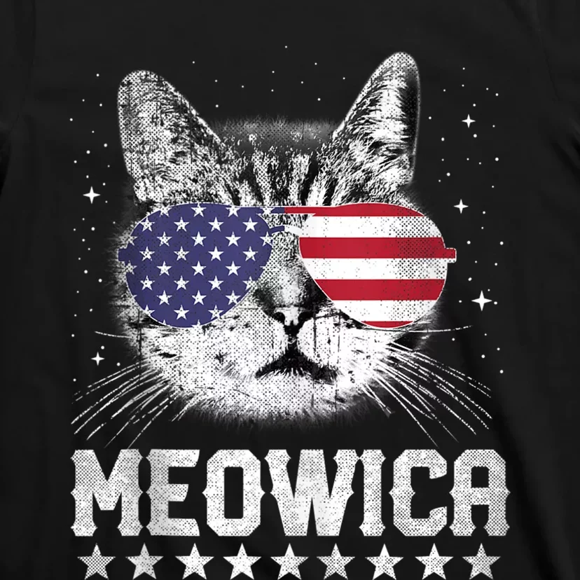 Fourth Of July 4h Usa American Flag Cat Retro Meowica Stars Ank Op T-Shirt