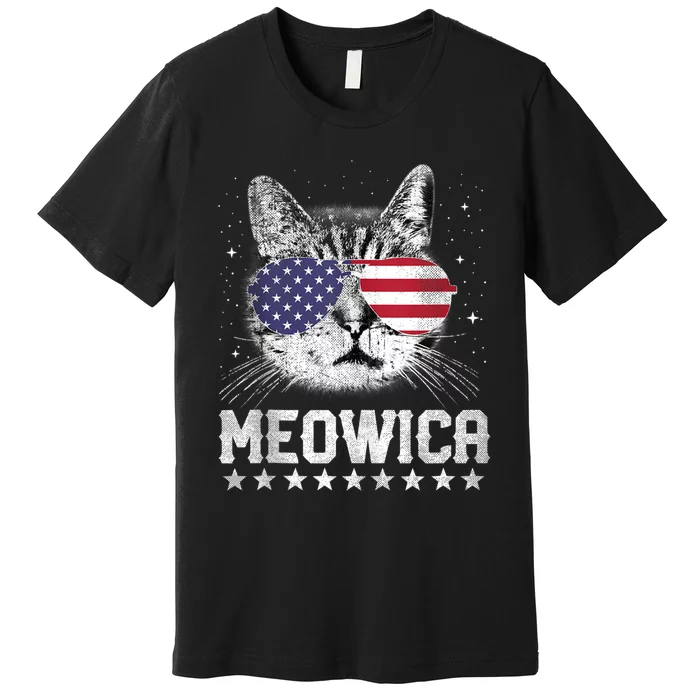 Fourth Of July 4h Usa American Flag Cat Retro Meowica Stars Ank Op Premium T-Shirt