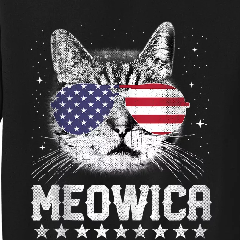 Fourth Of July 4h Usa American Flag Cat Retro Meowica Stars Ank Op Tall Sweatshirt