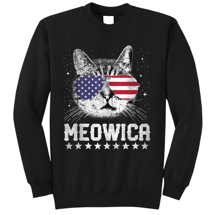 Fourth Of July 4h Usa American Flag Cat Retro Meowica Stars Ank Op Tall Sweatshirt