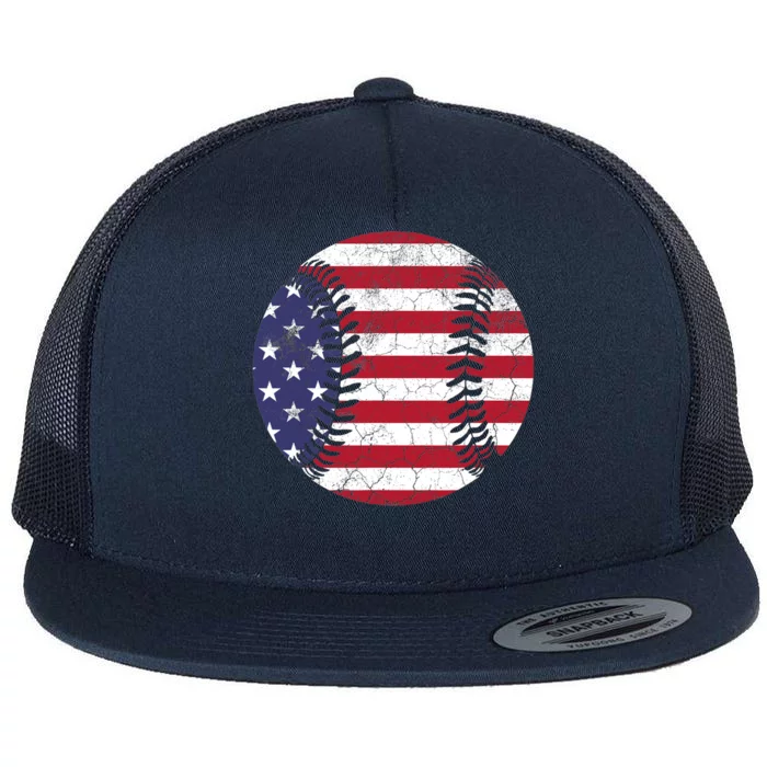 Fourth of July 4th Baseball American Flag USA Flat Bill Trucker Hat