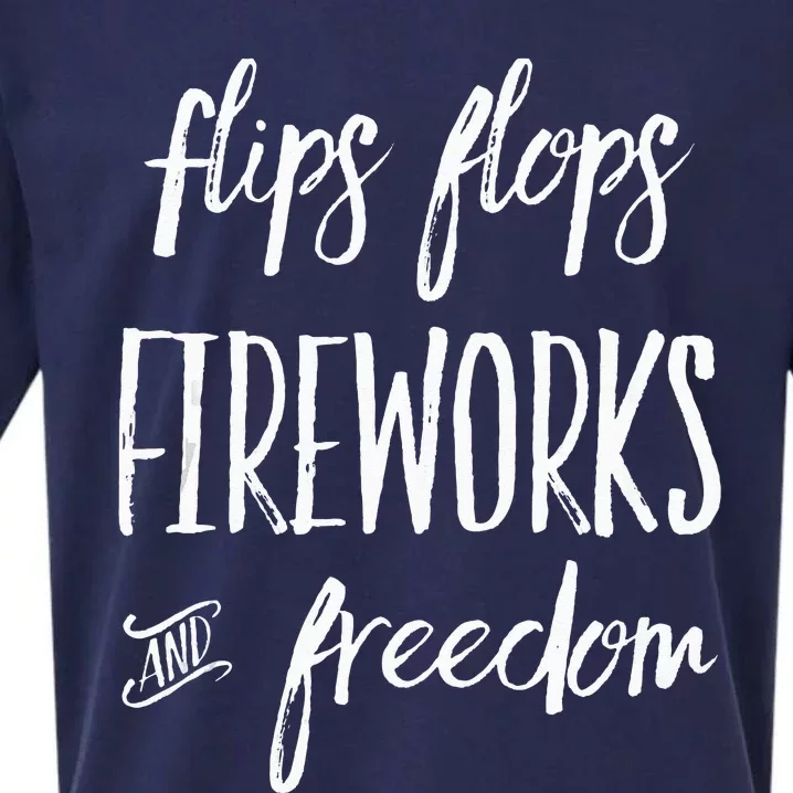 Fourth of July Flip Flops Fireworks Freedom Sueded Cloud Jersey T-Shirt