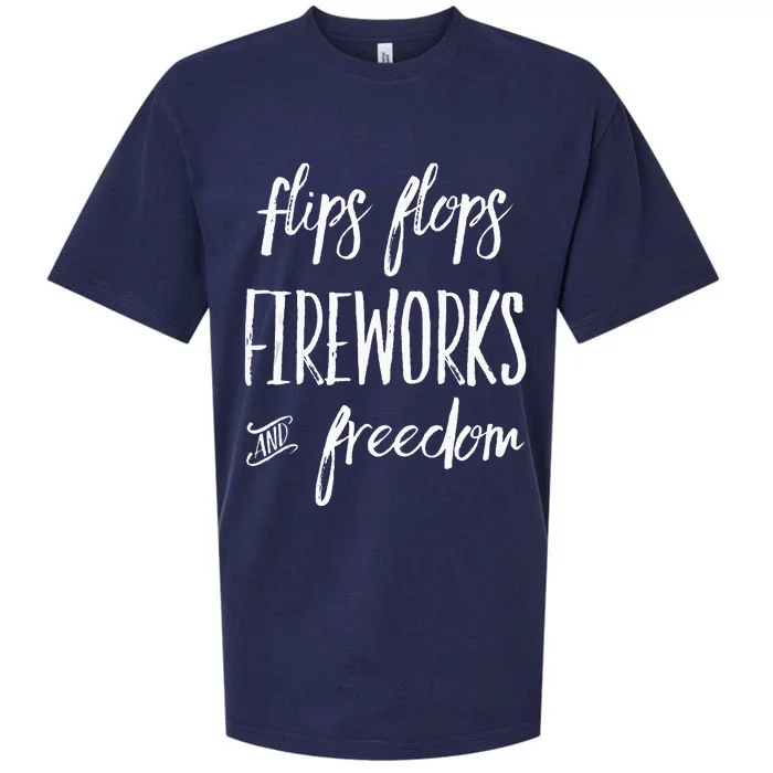 Fourth of July Flip Flops Fireworks Freedom Sueded Cloud Jersey T-Shirt