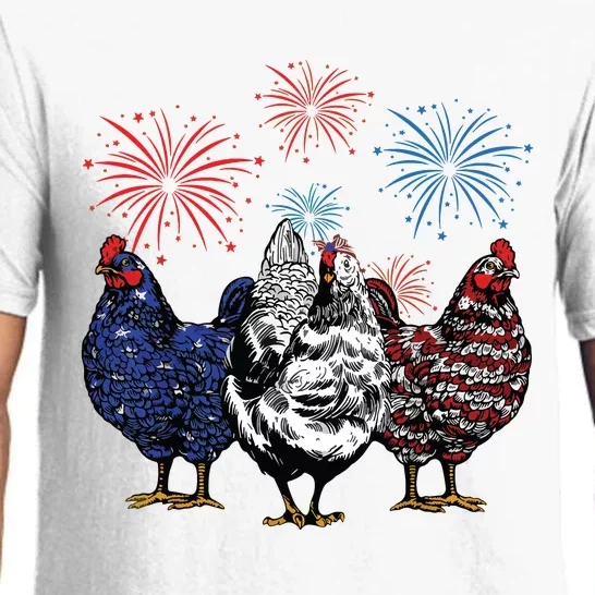 Fourth Of July Funny Chicken Farmer American Flag Patriotic Pajama Set