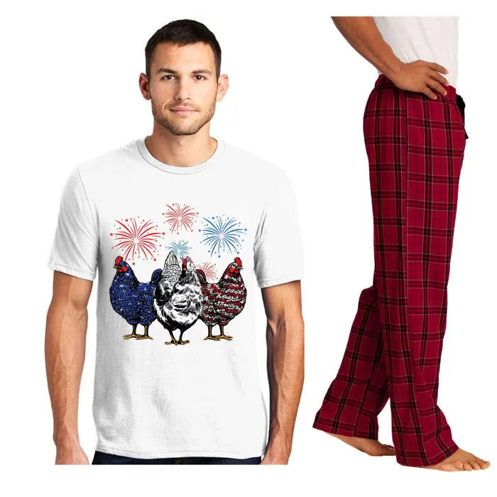 Fourth Of July Funny Chicken Farmer American Flag Patriotic Pajama Set