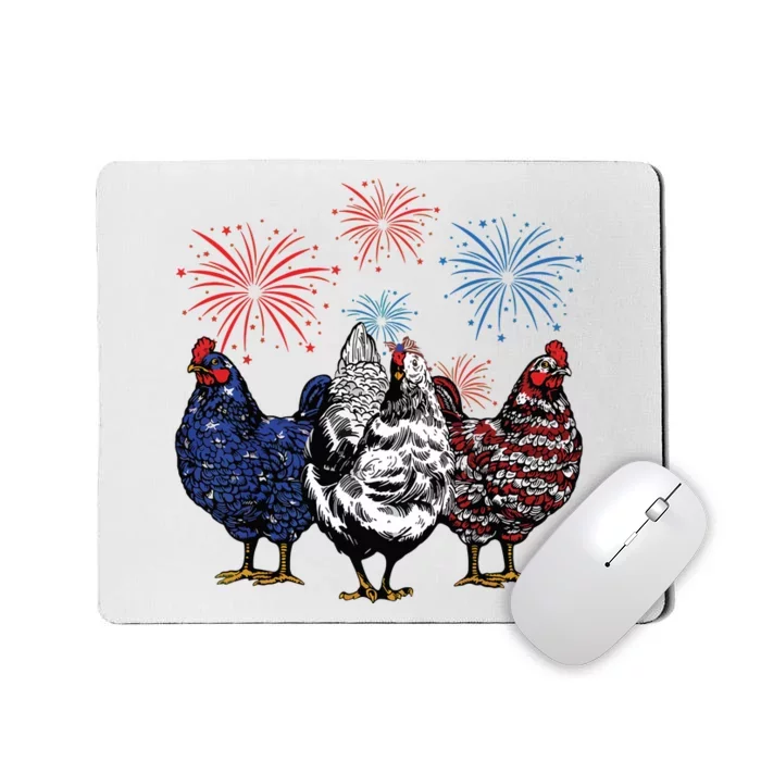 Fourth Of July Funny Chicken Farmer American Flag Patriotic Mousepad