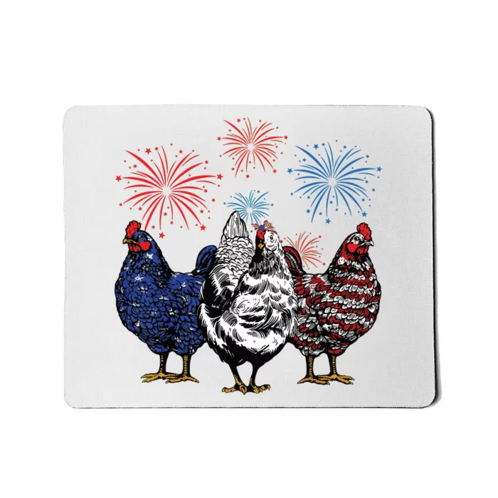 Fourth Of July Funny Chicken Farmer American Flag Patriotic Mousepad