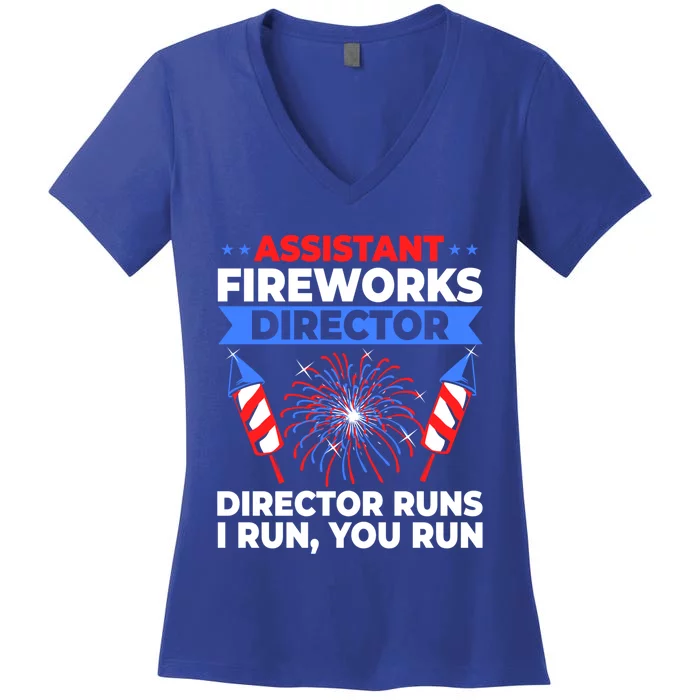 Fourth Of July American Flag Assistant Fireworks Director Meaningful Gift Women's V-Neck T-Shirt