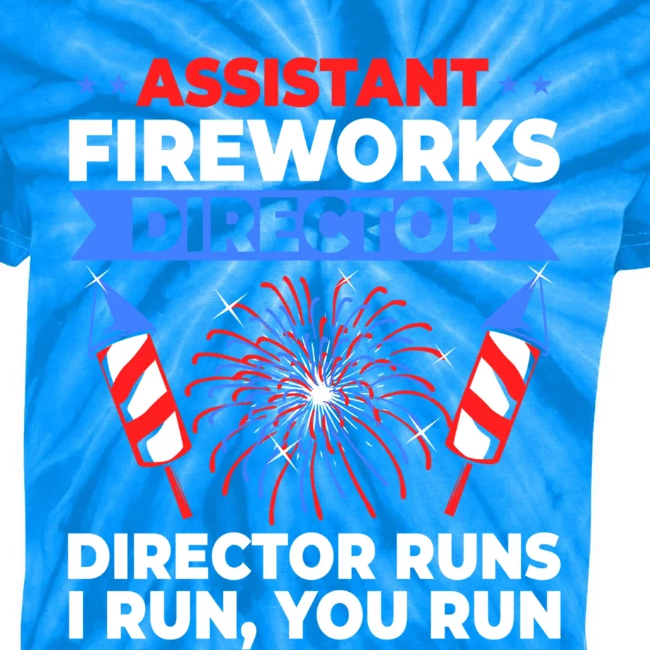 Fourth Of July American Flag Assistant Fireworks Director Meaningful Gift Kids Tie-Dye T-Shirt