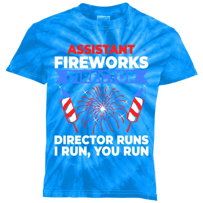 Fourth Of July American Flag Assistant Fireworks Director Meaningful Gift Kids Tie-Dye T-Shirt