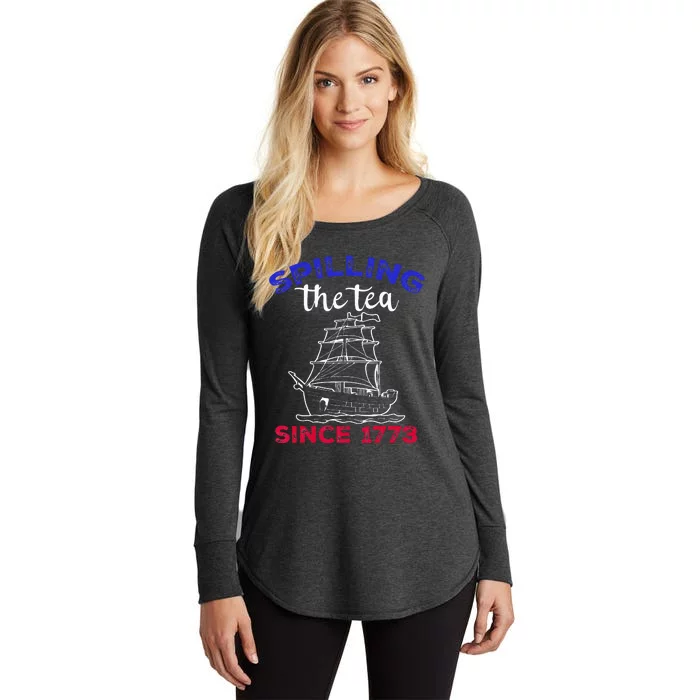 Fourth of July Spilling The Tea Since 1773 American Outfits Women's Perfect Tri Tunic Long Sleeve Shirt