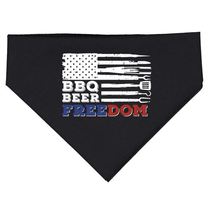 Fourth Of July Bbq Beer Freedom America Party American Flag Gift USA-Made Doggie Bandana