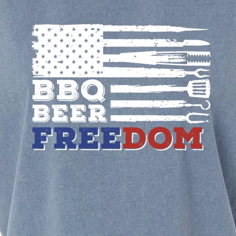 Fourth Of July Bbq Beer Freedom America Party American Flag Gift Garment-Dyed Women's Muscle Tee