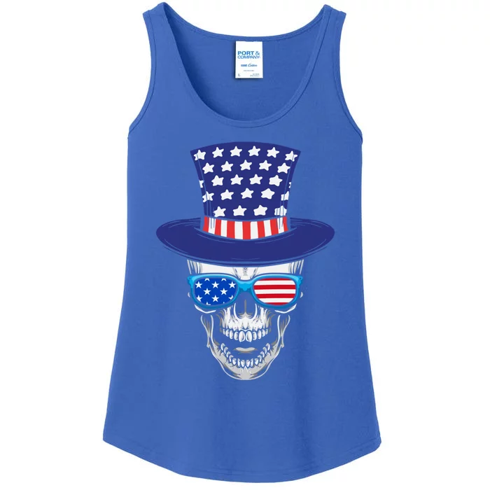 Fourth Of July Skull And Shades Gift Ladies Essential Tank