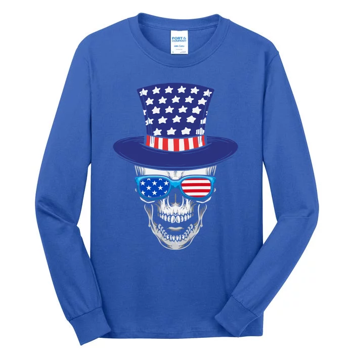 Fourth Of July Skull And Shades Gift Tall Long Sleeve T-Shirt