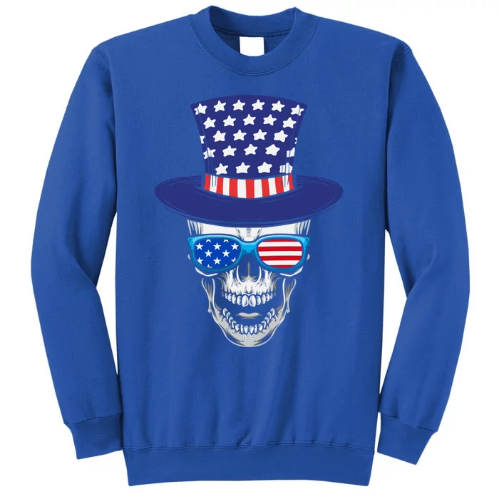 Fourth Of July Skull And Shades Gift Tall Sweatshirt