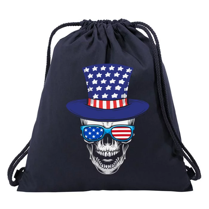 Fourth Of July Skull And Shades Gift Drawstring Bag