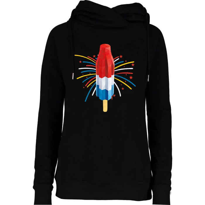 Fourth Of July Fireworks Popsicle Lover Unique Womens Funnel Neck Pullover Hood