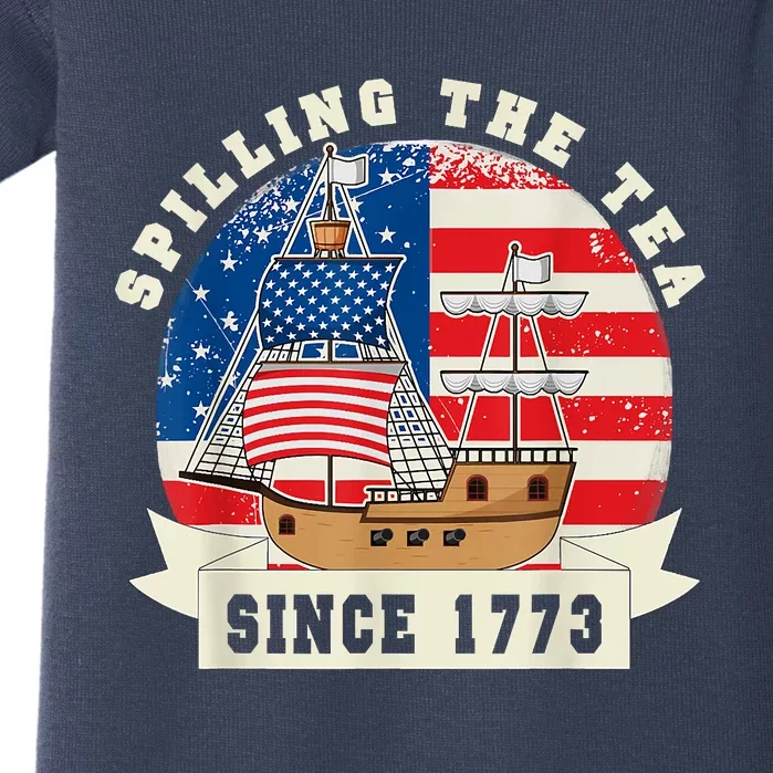 Fourth Of July Spilling The Tea 1773 Funny American History Baby Bodysuit